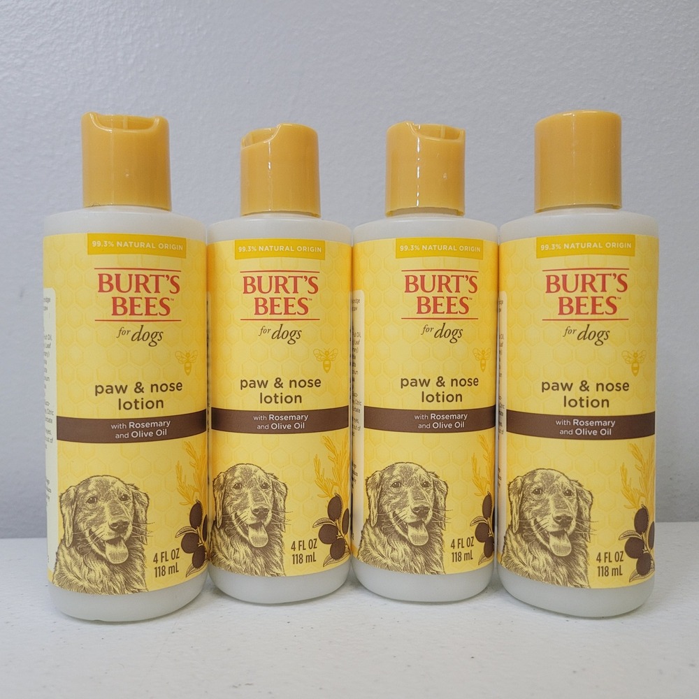 4 Pack Burts Bees for Dogs Paw &‎ Nose Lotion Rosemary Olive Oil 4oz Each